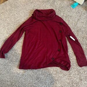 Christopher & Banks Deep Red Cowl Neck Sweater - Size Large (L)